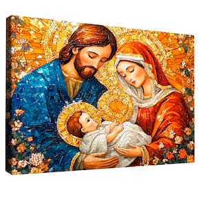 Quadro Decorativo Maria, José e Jesus em Mosaico