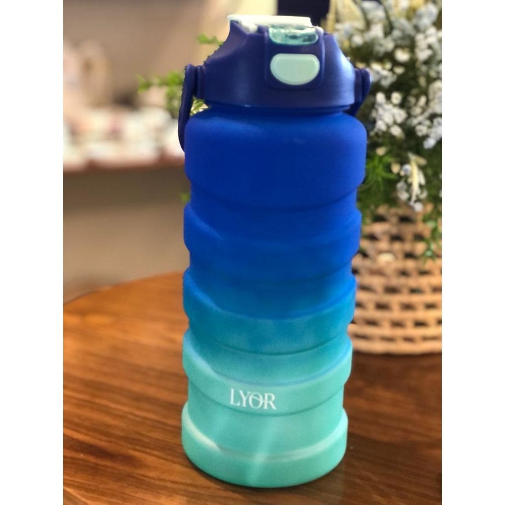 Garrafa Squeeze De Policarbonato Wave Azul E Verde Com Cartelas De Adesivos 2L