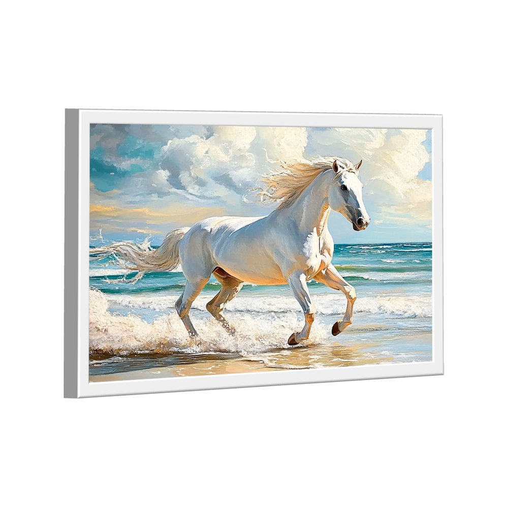 Quadro Decorativo Cavalo Branco na Praia