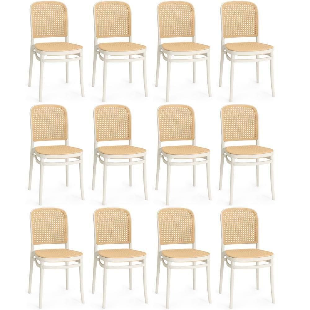 Kit 12 Cadeiras De Jantar Roma Para Sala E Cozinha - Branco