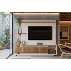 Home Istambul Painel Para Tvs Até 65 Polegadas 2 Portas Off White Perolizado Jequitiba Ripado Lukaliam