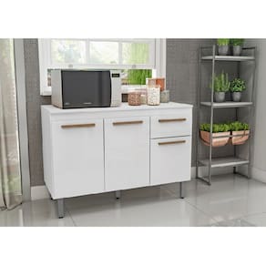 Balcão Gabinete 1,19 Copa Sem Tampo Branco/Branco
