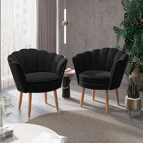 Kit 2 Poltronas Flor Veludo Luxo Sala Quarto - Balaqui Decor
