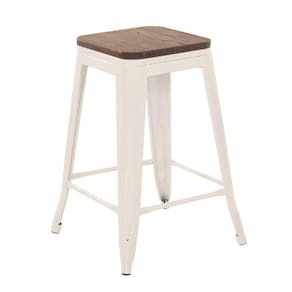 Banqueta Média Iron Tolix Rústica Escura 61 Cm Branco