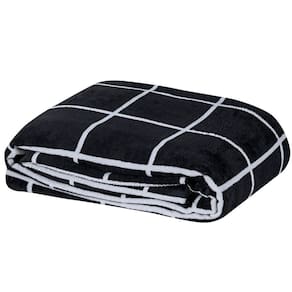 Cobertor Brooklyn Solteiro Mantinha Flannel Quadriculado - Preto