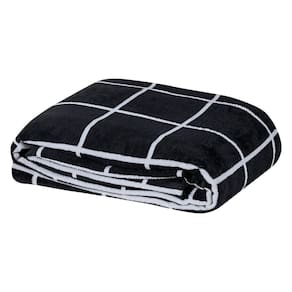 Manta Solteiro Square Microfibra Decorativa Preto