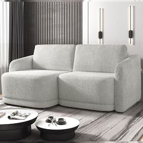 Sofá Cama Modulado Retrátil E Reclinável Decorativo Varsóvia 236cm Bouclê Cinza G33 - Gran Belo