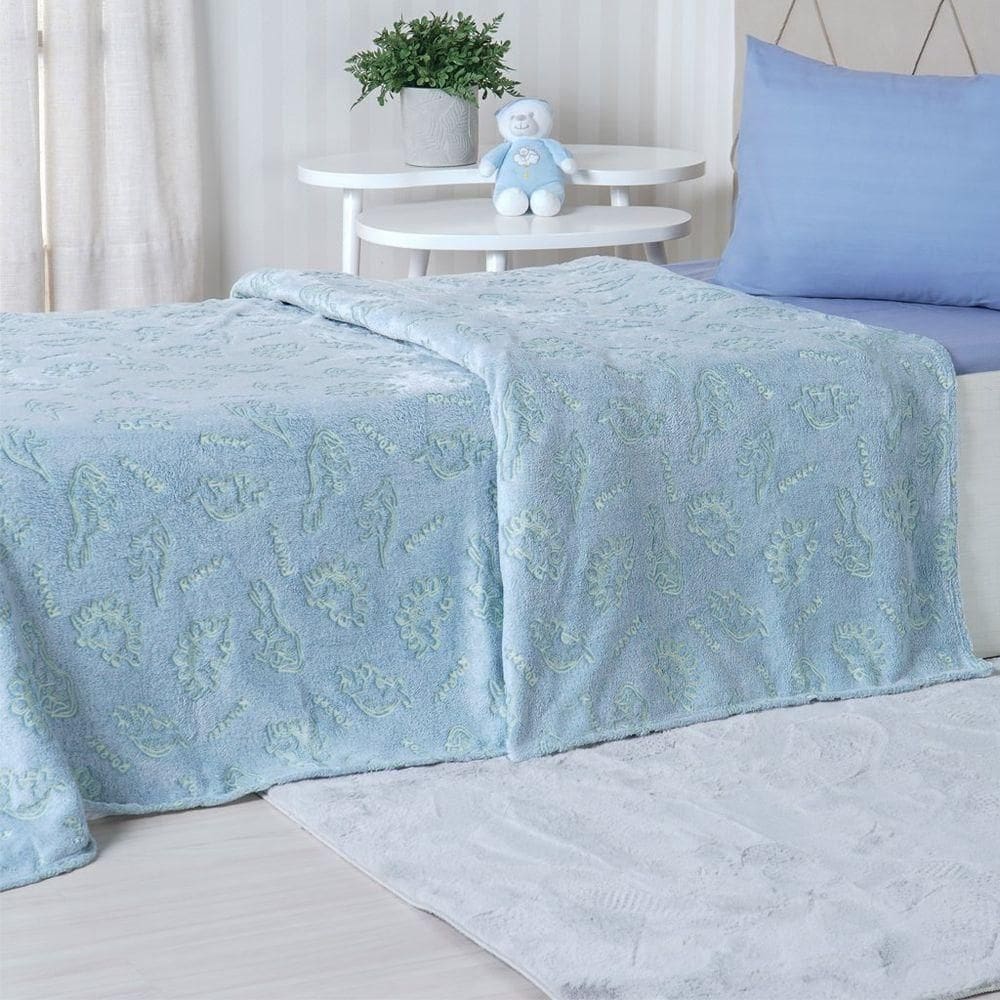 Manta Solteiro Candy Brilha No Escuro 150x220 Super Macia Dino