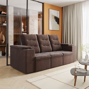 Sofá 3 Lugares Retrátil 200cm Suede Munique Flash