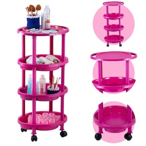 Carrinho Auxiliar Manicure com 3 Bandejas Dompel Clean Rosa