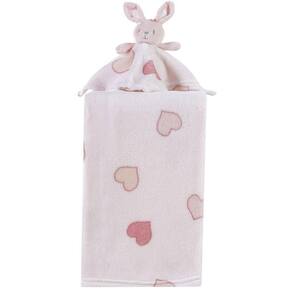 Manta Com Naninha Flannel Estampada Para Bebê 75x100 Rosa Coelho