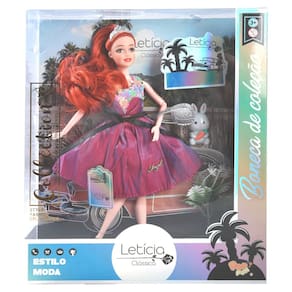 Boneca Leticia Classica - Boneca de Colecao - Vestido Rosa Escuro TERRACO