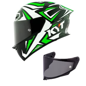 Capacete KYT TT Revo Alex Lowes 2024 Preto Branco e Verde Mais Viseira Fumê