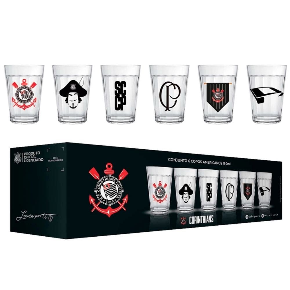 Kit 6 Copos Americano Times Paulista Festas Eventos Jogos 190ml Nadir