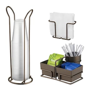 Kit 3 Peças Porta Sachês Copos 200ml Suporte Guardanapos Cor Café - Future