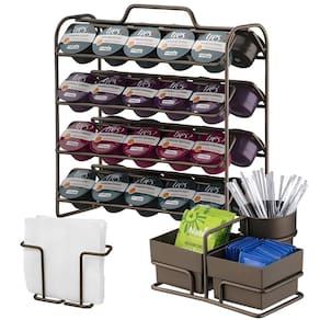 Kit 3 Peças Suporte 40 Cápsulas 3 Corações Porta Sachês Guardanapos Cor Café - Future