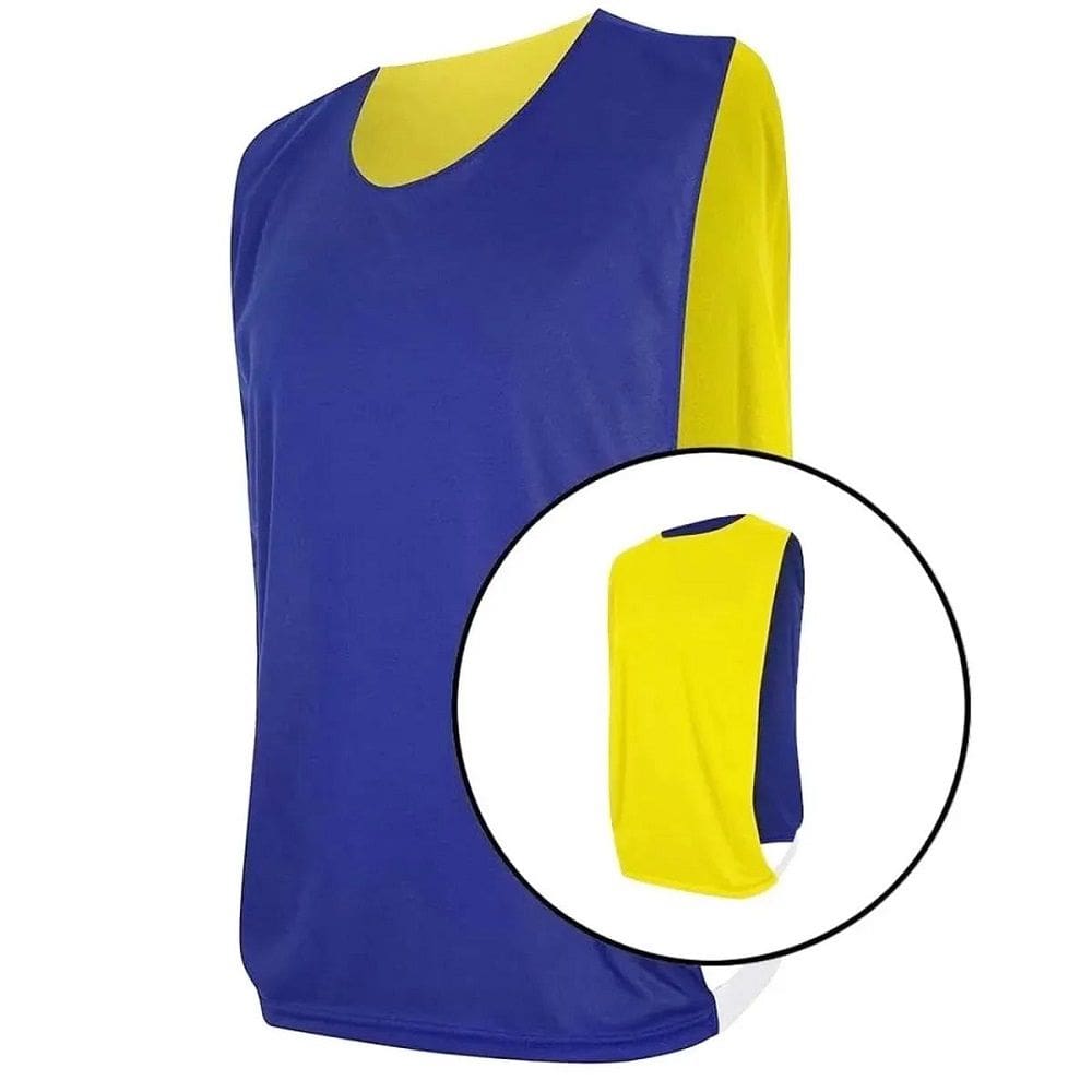 Kit com 6 Coletes Dupla Face Kanga Sport Azul e Amarelo