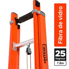 Escada Extensível 25 Degraus Síntese Tipo D Fibra de Vidro 4,20x7,80 Metros