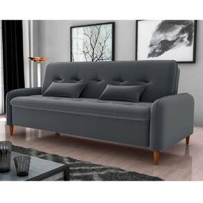 Sofá-cama Donna 3 Lugares Reclinável Veludo Cinza - Matrix