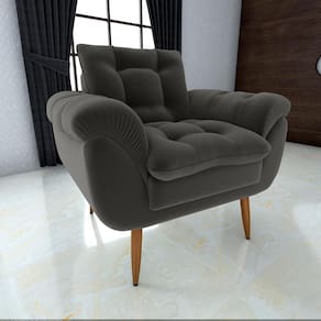 Poltrona Decorativa Xangai 1 Lugar Veludo Cinza - Matrix