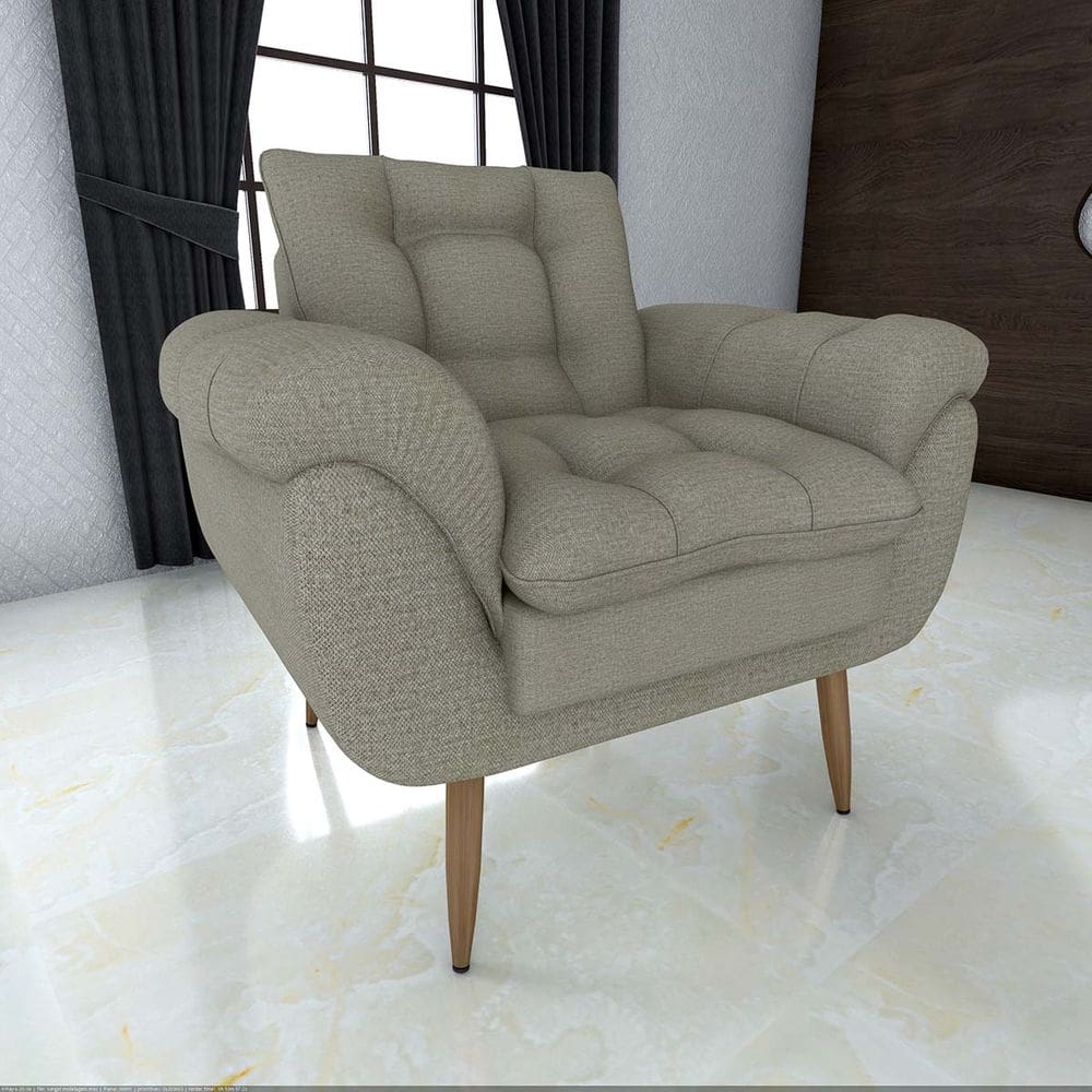 Poltrona Decorativa Xangai 1 Lugar Veludo Jaguar Palha - Matrix