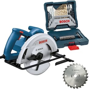 Serra Circular 184mm 1300W GKS 130 com Disco e Estojo Brocas e Pontas 30 Peças BOSCH