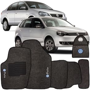 Jogo Tapete Automotivo Carpete + Lixeira Polo 2003 à 2015 Soft Logo Bordado Grafite 6 Pçs
