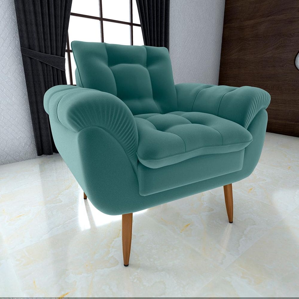 Poltrona Decorativa Xangai 1 Lugar Veludo Deluxe Sofistic Verde - Matrix