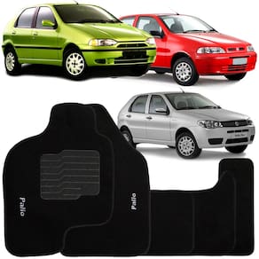 Jogo de Tapete Automotivo Carpete Palio G1 G2 G3 1996 à 2007 Soft Logo Bordado Preto 5 Peças
