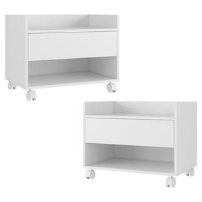Kit 02 Gabinetes Armário Banheiro Multiuso Ivy 60cm 100% MDF BP com 01 Gaveta Branco - Abmaza