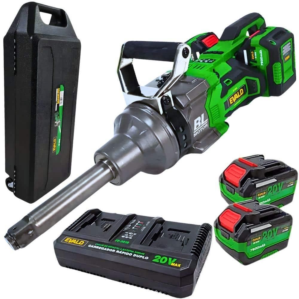 Chave de Impacto 1 POL Longa 3000Nm Bateria 7,5Ah Brushless Profissional EV-3010 EVALD