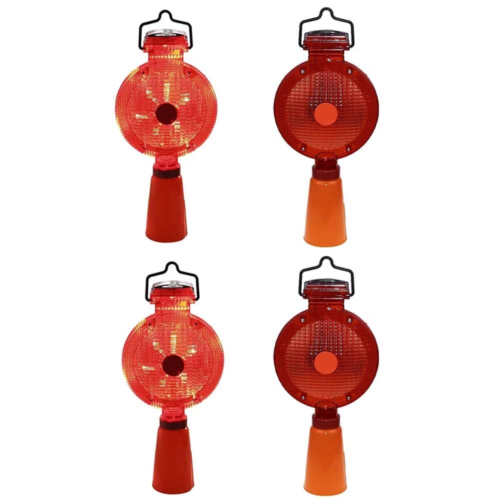 Sinalizador Solar Viario Cone Kit 4 Uni Sinalizaçao Automatico LED Rua Rodovia Estrada Obra Segurança Fiscalizaçao