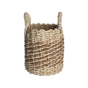 cesto organizador de palha seagrass 28cm com alças duo multiuso - Oikos