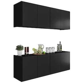 Armário de Cozinha e Balcão Suspenso 118cm Monna Preto Z34 - Mpozenato