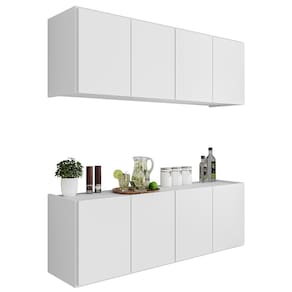 Armário de Cozinha e Balcão Suspenso 118cm Monna Branco Z34 - Mpozenato
