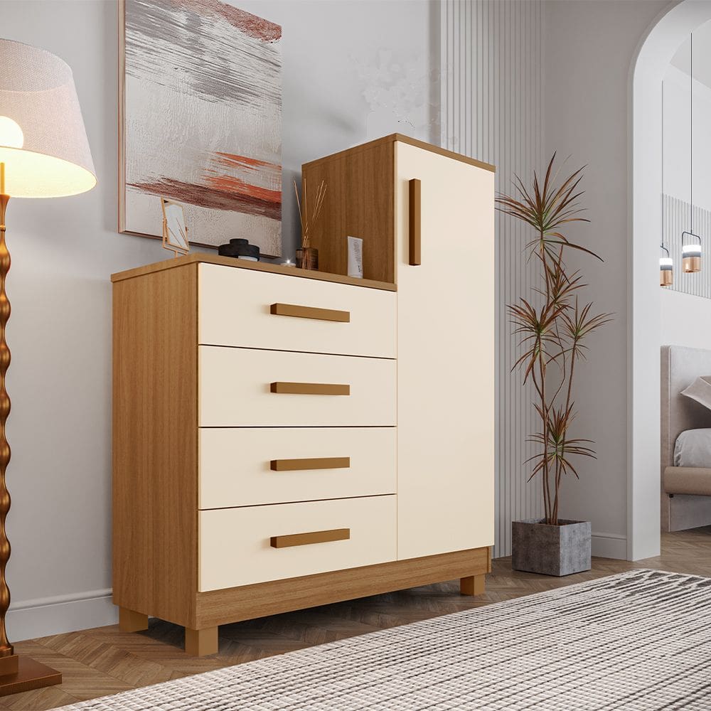 Comoda Casal Multiuso Sapateira Alta Organizadora Versátil Off White