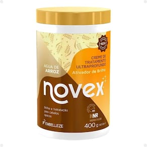 Creme de Tratamento Novex Água de Arroz Ativador de Brilho 400g