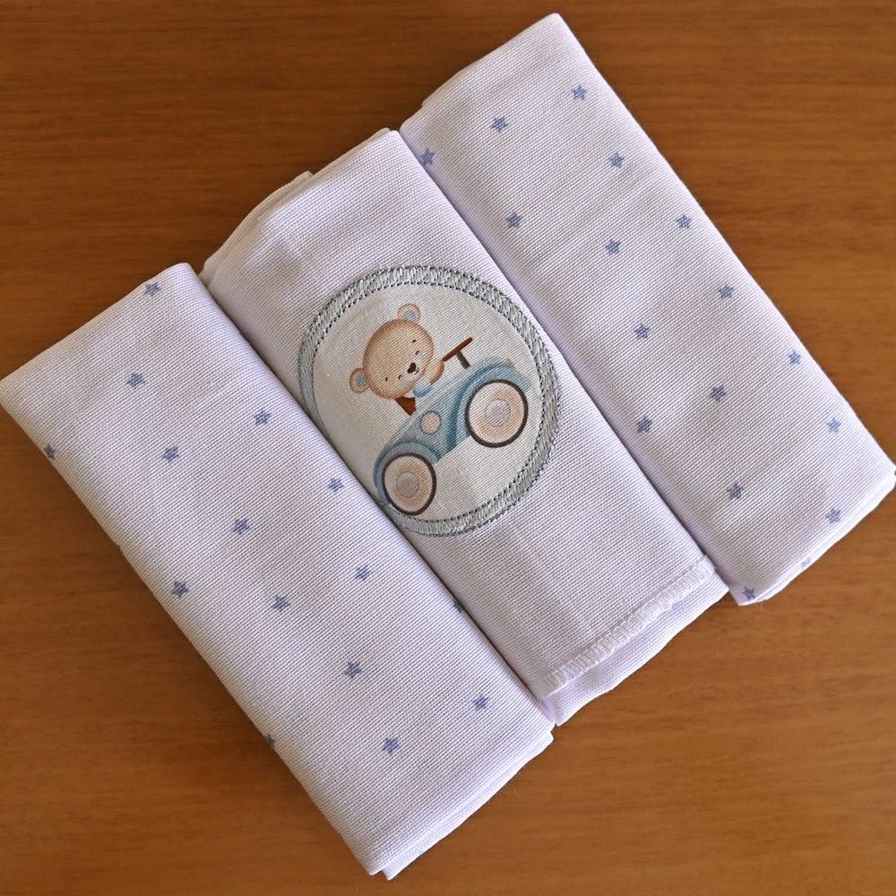 Kit 3 Cueiros Flanelados 50 cm x 80 cm Bublim Sonhos