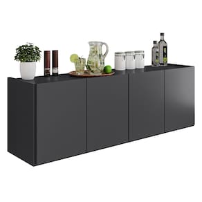 Balcão de Cozinha Suspenso 118cm 4 Portas Monna Grafite Z34 - Mpozenato