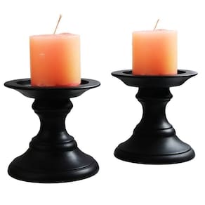 Castiçais STORE INDYA Wood 14 cm, votivo e pilar preto