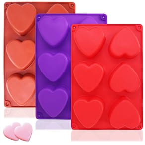 Molde de silicone FindTop 6 cavidades em forma de coração (roxo/vermelho/marrom)