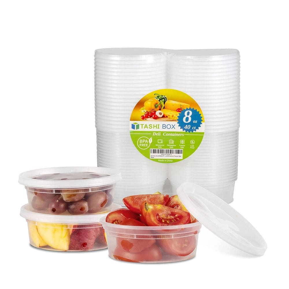 Recipientes de armazenamento de alimentos de plástico TashiBox 240 ml (8 onças) 40 conjuntos