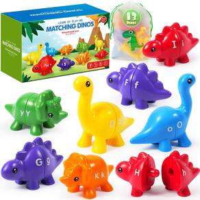 Brinquedo de dinossauro CPSYUB com letras correspondentes ao alfabeto para crianças de 3 a 5 anos