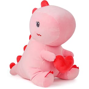 Brinquedo de pelúcia, dinossauro, pelúcia, rosa, 30 cm com coração de amor