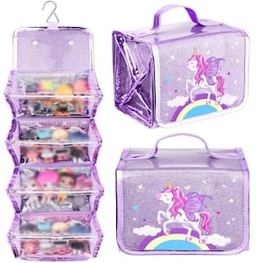Organizador de armazenamento e exibição de bonecas JYPS Purple Unicorn LOL