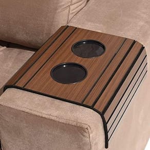 Bandeja Porta Copos e Controle Para Sofa Marrom Tres Coraçoes