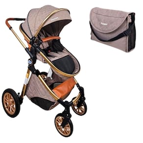 Carrinho De Bebe Europeu Luxo 3 Em 1 Ares Plus Marrom Grena - Passear Baby