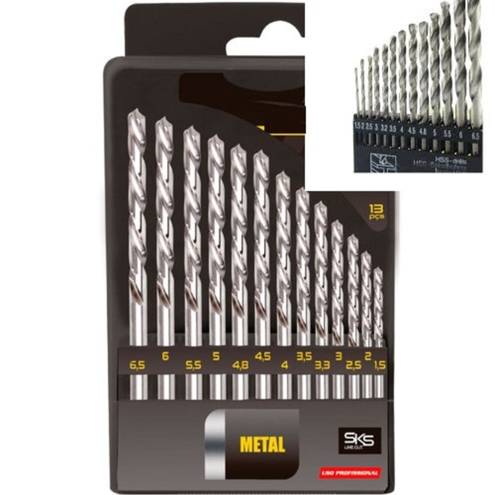 Jogo De Brocas 13 Pecas Aco Rapido Ideal Para Furar Metal E Madeira Ferramenta Versatil E Resistente