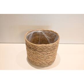 Cesto Cachepot Com Forro De Plástico Para Vaso Palha Natural Seagrass - Jolitex MEK - GG