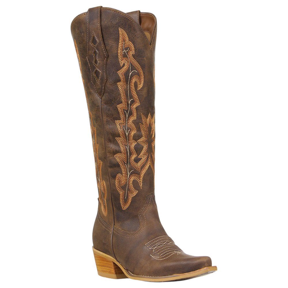Bota Texana Feminina Bico Fino Marrom Cow Way 38119